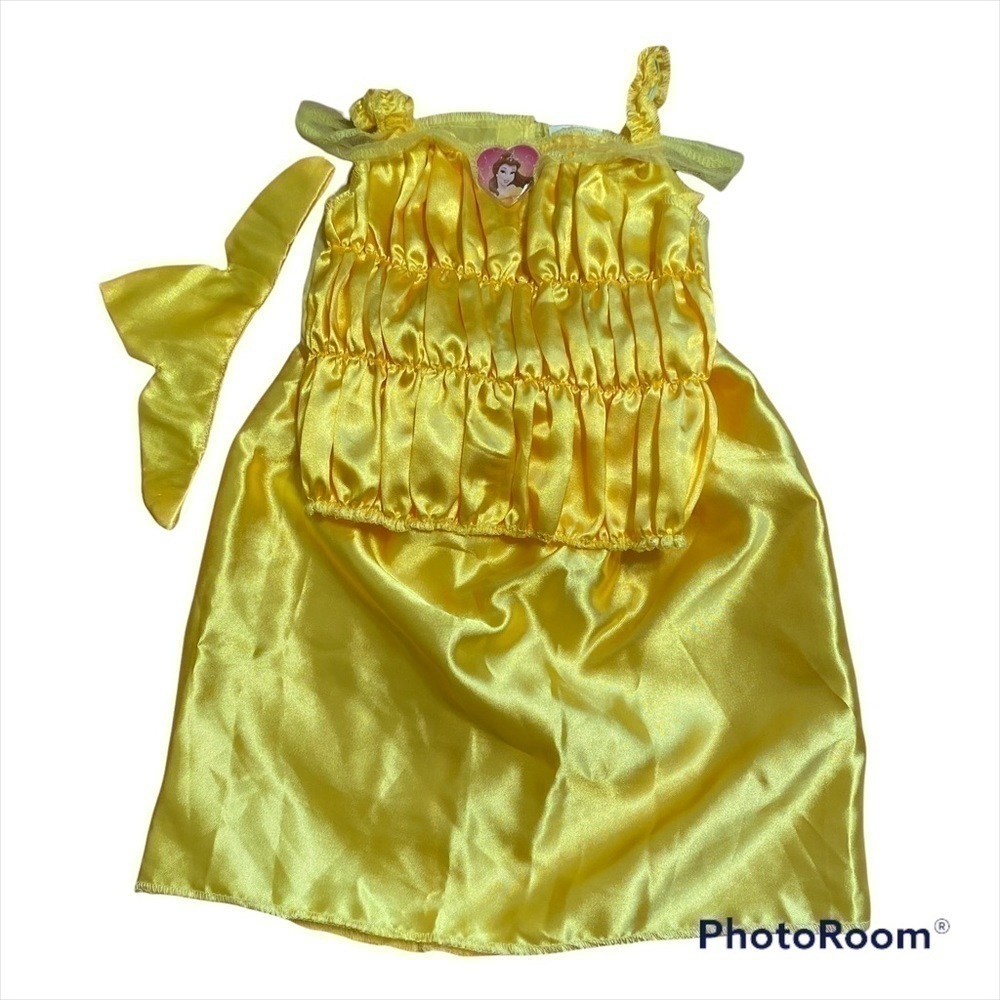 Disney Belle Dress Outfit 3 Piece Headband Crown Top Skirt 4-6X Gold Yellow